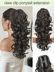 Extensiones de cabello rizado de 16 pulgadas de largo, pieza de cabello sintético con clip para un aspecto natural, para mujeres - Multicolor - Ver 9