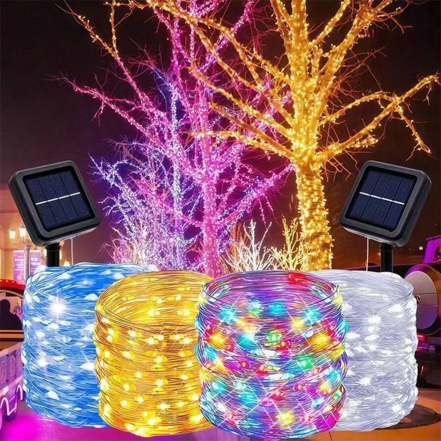 Solar LED Lamps Outdoor Waterproof Christmas String Lights 8Modes Copper Wire Fairy Lamps Outdoor Garden Patio Decor - 保暖 1 件 - 查看 1