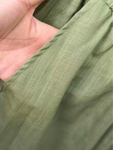 Linen Shirt And Pants Set, 2 Pieces, Lined With Elastic. - Verde de judía - Ver 2