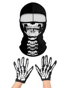 1pc Unisex Autumn/Winter Elastic Breathable Motorcycle Riding Face Mask, Skull Print, Suitable For Outdoor Activities, Party Costume, Motorcycle Riding,Beach,Holiday - H - View 15