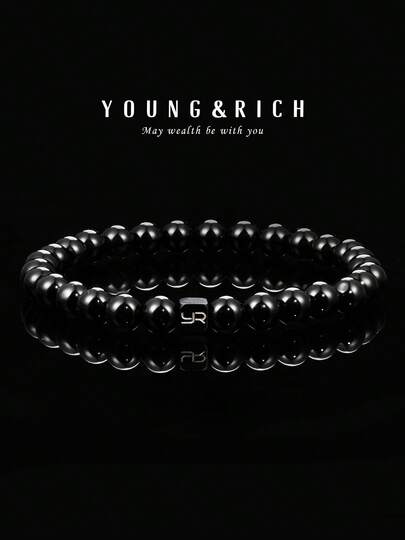YOUNG&RICH YOUNG & RICH Men's Obsidian Bracelet, Natural Protective Stone Gift For Men, Healing Crystal Jewelry For Birthday/Anniversary