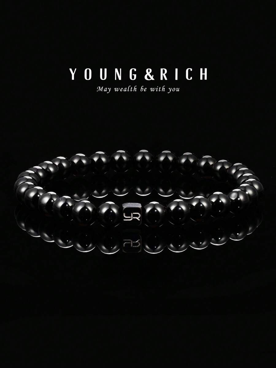 YOUNG&RICH YOUNG & RICH Men's Obsidian Bracelet, Natural Protective Stone Gift For Men, Healing Crystal Jewelry For Birthday/Anniversary Perfect Gift For Boyfriend