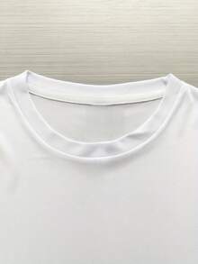 Men's Graphic T-Shirt - Back Print With Colorful Handprint And The Phrase "SAY HELLO!" Lightweight And Breathable Polyester T-Shirt For Summer, Gym, Casual Daily Wear - Regular Fit Crew Neck T-Shirt, Gym Wear, Breathable Fabric, Outdoor Activities, Y2k Design, Soft Texture, Short Sleeve T-Shirt, Summer Wardrobe. - 白色 - 查看 3