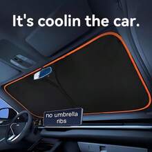Car Front Windshield Sun Shade, Convenient Storage Design, No Drilling Required Car Sun Shade Canopy, Full Edge Seamless Fit, Equipped With High-Density Light-Blocking Fabric With Reflective Coating, Protects Car Interior, Effectively Blocks Sunlight, Car Privacy Curtain, Can Be Compactly Stored In Car Door Storage Pocket, Universal Fit For Sedans, SUVs And Trucks, Car Interior Protection Accessory - Car Sunshade - View 1