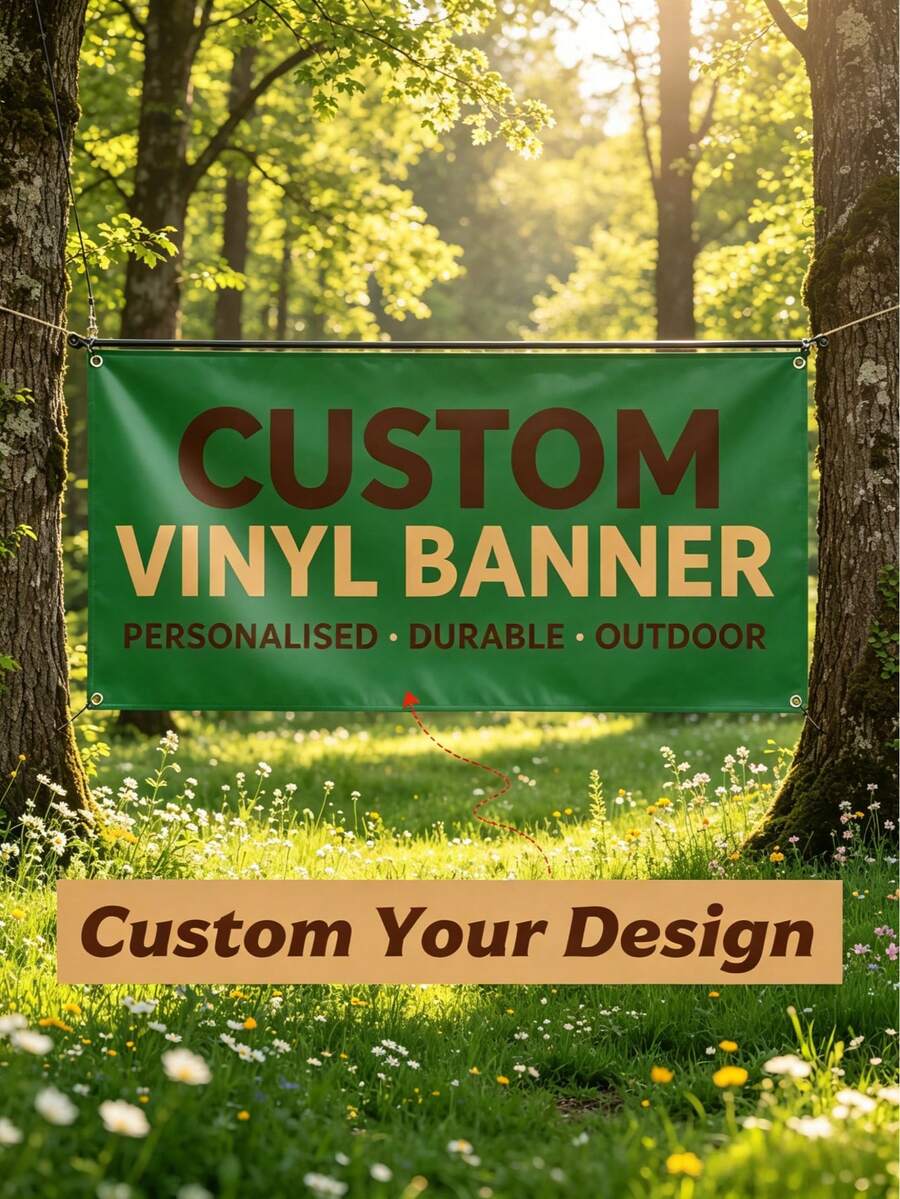 1pc Customized Banner, Indoor/Outdoor Personalized Full-Color Banner Sign, Suitable For Indoor/Outdoor Events, Retail, Parties, Imagery, Text, Advertising, Decoration, Activities, Parties, Weddings, Business Promotion, Trade Shows, Home Decor, Father's Day - Multicolor - View 1
