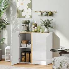 Chest Of Drawers, Sideboard With Soft-Close Doors, Adjustable Shelf, For Living Room, Kitchen, Dining Room, White - 白色 - 查看 2