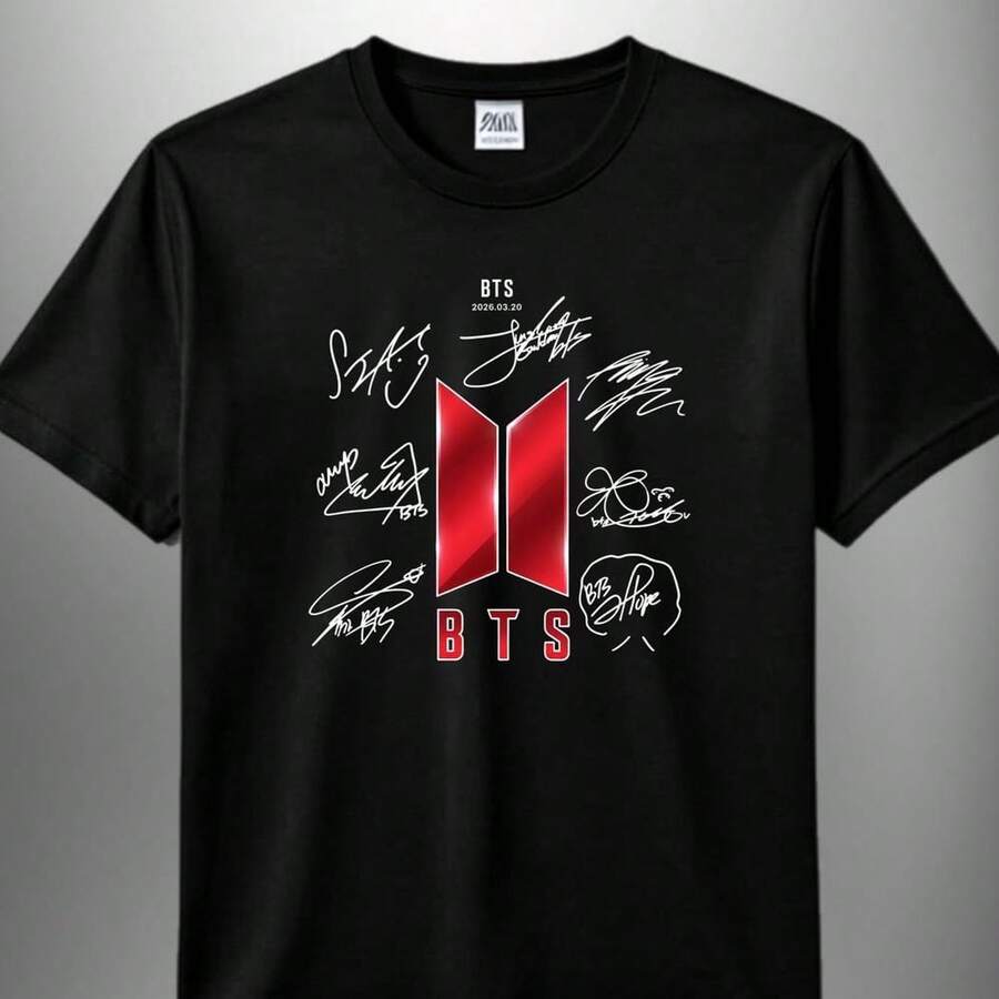Soft Cotton Shirt -  Logo with digital autographblusas para mujer playeras de mujer vestidos casuales para mujer y2k playeras deportivas para mujer verano camisetas ropa de mujer Fashion Perfect For Daily - Negro - Ver 1