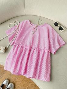 Camisa de mujer tejida a rayas verdes - Rosa - Ver 8