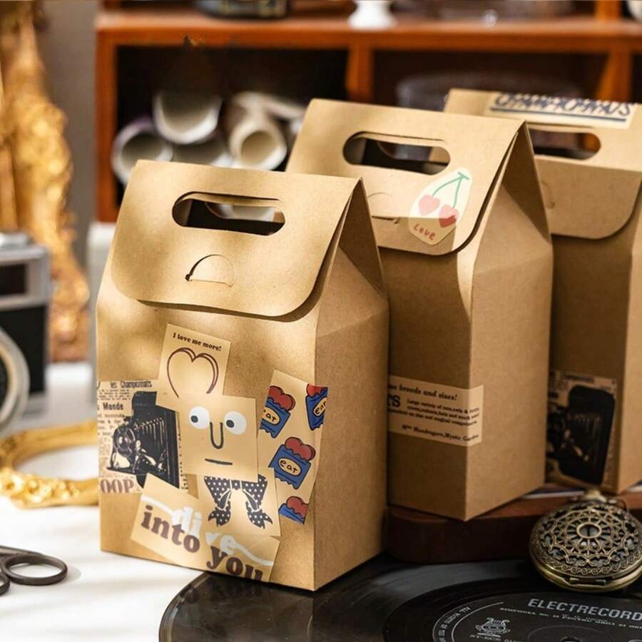 Hộp quà kẹo đơn giản và tiện dụng, hộp giấy Kraft cầm tay, túi quà dày dặn. - nhiều màu - Xem 1
