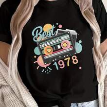 Essential Women's T-Shirt, Comfclothestable fclothes All Seasons, Soft Round Neck, Fashionable Print - Negro - Ver 1
