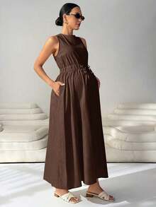 MaterniWear Conjuntos de verano Ropa de maternidad para el trabajo Ropa de maternidad para el trabajo Vestidos de maternidad para el trabajo.Vestido casual de maternidad de verano para vacaciones, viajes diarios - Café integral - Ver 7