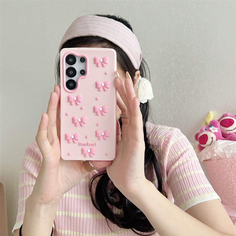 Girl's Pink 3D Pearl Bow S26 Case For Huawei Honor X9D, 15 Protective Cover, Fundas Travel Essential Squishy Phone Case, Case, Mag Case, 14 Plus Cases, Valentine's Day Holiday Special Offer, Cheetah Print Phone Case, Valentine's Day Giftsldeal Holiday Present Exquisiteldeal Holiday Present It Is The Best Gift Choice For Friends Or Family.Cheetah Print Fundas Para Cheetah Print Phone Case Cute Phone Cases 17 Pro Case Novel Case 3d Phone Case - 矽膠-立體珍珠粉紅蝴蝶結 - 查看 1
