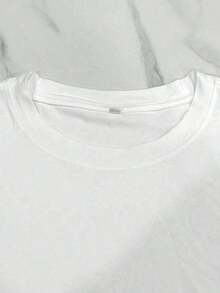 1pc Casual Men's Short Sleeve T-Shirt, Versatile Sweater, Round Neck T-Shirt, Men's Top, 100% Cotton - 白色的 - 查看 4