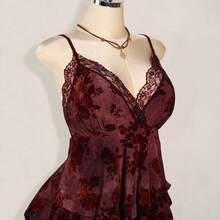 ICON Plus Size Hippie Women Lace Contrast Allover Print Asymmetric Hem Camisole Top, Suitable For Festival, Summer Vacation, Graduation And Back To School - Multicolor - Ver 11