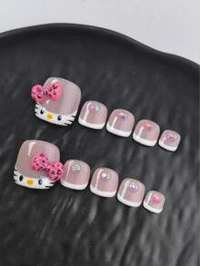Bộ 10 móng giả hình hoạt hình dễ thương, được làm thủ công, phủ hoàn toàn bằng móng giả, bao gồm các kiểu vẽ móng thủ công như kiểu Pháp, nơ, họa tiết da báo và các yếu tố hoạt hình vẽ tay, phù hợp cho cả sử dụng hàng ngày và trong các dịp lễ hội cho phụ nữ và bé gái, có thể dùng làm quà tặng tốt nghiệp và quà tặng ngày lễ, bao gồm một dũa móng và 24 miếng băng dính hai mặt, dụng cụ vẽ móng acrylic. - Nhiều màu - Xem 3