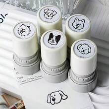 一套可爱猫咪图案圆形白色印章，自带墨水，适合学生涂鸦文具、节日派对生日礼物 - A - 查看 8