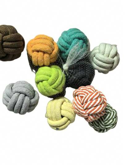 1pc Pet Toy Cotton Rope Ball, Dog Chew Toy For Large Breed Dogs Like Golden Retriever, Durable Rope Knot Self-Playing Stress Relief, Random Color