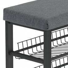 Schuhregal Mit Sitzbank Platzsparende Schuhbank Mit 2 Gitterablagen 81x50x32 Cm, Formschöner Schuhschrank Für Flur, Wohn- Und Schlafzimmer Mit Schutz Gegen Bodenkratzer (Schwarz) - 無菸煤 - 查看 6