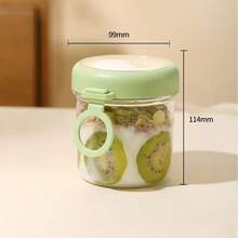 1 cốc thủy tinh tối giản đựng salad/cháo yến mạch có nắp và thìa, cốc kín đựng ngũ cốc/sữa. - Nhiều màu - Xem 10