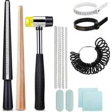 14pcs Ring Adjuster Kit, Includes Mandrel, US & UK Size Guides, Ring Sizer, Jewelry Hammer, Polishing Cloth And Measuring Rod - Ring Measuring Tool - View 9
