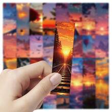6/12/24pcs Sunset Landscape Bookmarks/Index Cards/Bookmarks, Artistic Paper Bookmarks, Decorative Cards For Novels, Textbooks, Reading Books, Random Styles - Rectangle - View 6