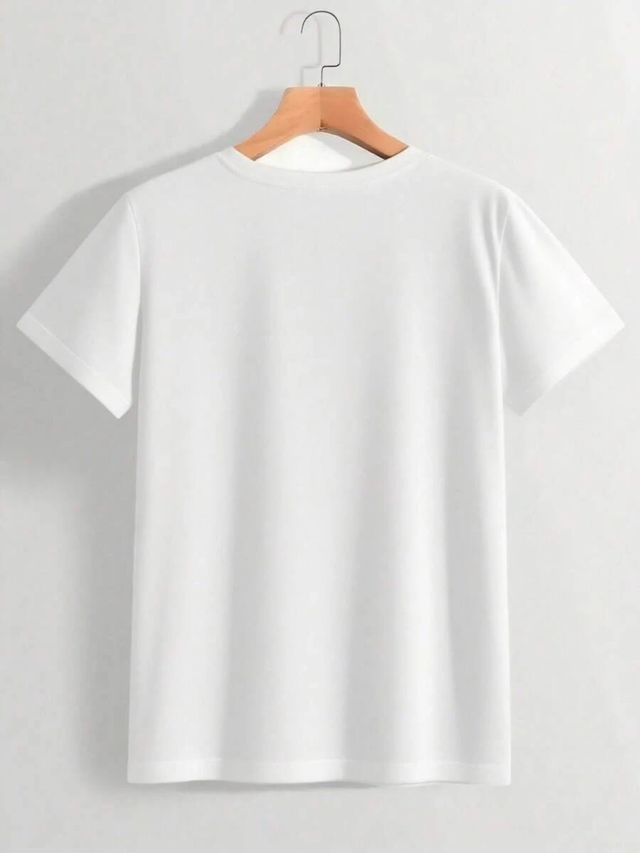 Couple's Plus-Size New Year's Letter Print Short-Sleeve Crew Neck T-Shirt, Fashionable And Casual. | Comfortable And Relaxed Fit, Durable Print, Suitable For Various Holiday Gifts, Ships From Local Warehouse - Unisex Short-Sleeve Crew Neck T-Shirt In Loose Cotton, Urban Vintage Style. - 白色 - 查看 1