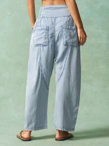 BohoFeels Pantalones acampanados de unicolor casual de vacaciones para mujer - Lavado ligero - Ver 4