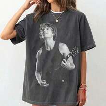 Camiseta Negra para Mujer de Joe Keery - Cuello Redondo Clásico de Algodón, Camiseta Básica Suave para Uso Diario - Multicolor - Ver 3