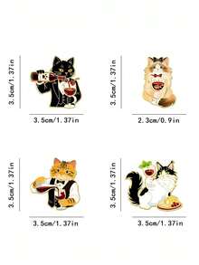 1pc Gentleman & Lady Cat Brooch, Creative Metal Badge, Bag/Clothing Decor, Delicate Design, Versatile Daily & Party Outfit Accessory - Multicolor - View 6