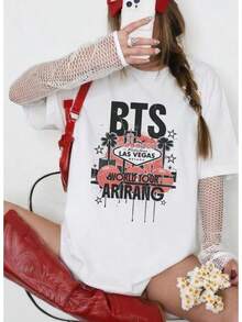 2026 Vegas Concert Merchandise, Arirang Nevada Tour Fan T-Shirt, Bangtan Army Gift Concert T-Shirt, Party Outfit, Warm Weather Clothes, Outdoor Play Clothes, Vacation Outfit, Streetwear, Fashion - 白色 - 查看 7