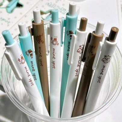 4pcs Mint Green Small Bear Gel Pens, Smooth Writing, 0.5mm Tip, Ideal For Students, Exams And Note-Taking, Cute Stationery Pens