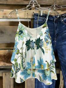Conjunto de verano de mujer con top estampado y tejido, nueva blusa de verano - Verde - Ver 2