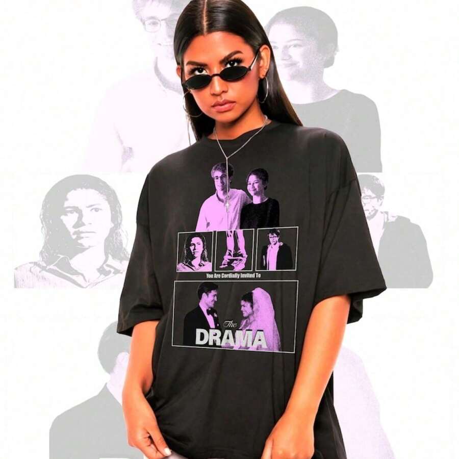 Drama Movie T-Shirt - T-Shirt, T-Shirt 100% Cotton Unisex T-Shirt - Premium Casual Comfortable Fit T-Shirt - 黑色 - 查看 1