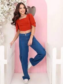 Graphite Cargo Jeans For Girls (Youth) - Azul - Ver 2