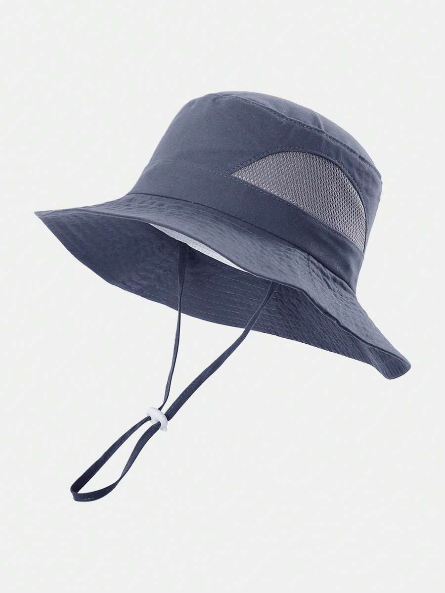 1pc Kids' Solid Color Double-Sided Mesh Breathable Sun Hat, Lightweight Beach Bucket Hat For Everyday Outdoor Use - Boys Series - View 1