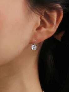 1 Pair Minimalist Cubic Zirconia Stone Earrings, Designed For Women, Suitable For Weddings, Engagements, Anniversary Parties, Valentine's Day Gifts - 1# - View 5