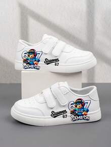1 Pair Affordable & Fashionable Casual Sports Shoes For Kids, Durable Basketball Sneakers Suitable For Daily Wear, Outdoor Activities, Christmas Gift, Breathable Fabric, Flexible Sole, Children Sports Shoes, Vacation Gift, 2D Flat - White - View 17