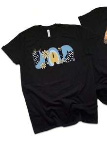 1 pieza de camiseta con diseño de dibujos animados para mamá y papá, camiseta familiar a juego, camiseta para fiesta de cumpleaños, camisetas de algodón 100% para mujer, camisetas casuales de manga corta con cuello redondo y estampado para mujer, 1 pieza de camiseta de moda de 180g 100% algodón, todos los diseños están impresos. Unisexo. - Papá - Ver 8