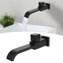 G1/2 Wall Mounted Wash Basin Sink Faucet Cold Water Tap Bathroom Accessories Matte Black - Grifo - Ver 10