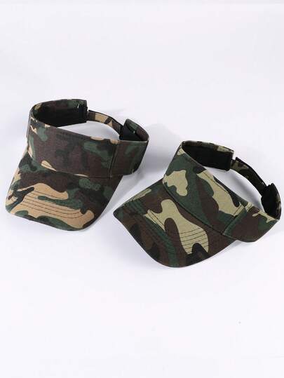 1pc Women's Brimless Ponytail Camouflage Pattern Visor Cap, Suitable For Spring, Summer And Autumn Daily Use