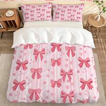 Bộ 3 món ga trải giường và vỏ gối họa tiết nơ hồng và trái tim dễ thương (1 ga trải giường + 2 vỏ gối) - Chất liệu microfiber mềm mại, kiểu dáng tối giản, thích hợp làm quà tặng trang trí nhà cửa. - Nhiều màu - Xem 11