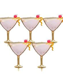 Pink Martini Glass Aluminum Foil Balloon, Elegant Cocktail Stemware Mylar Balloon With Bow, Suitable For Women's Birthday, Wedding Anniversary And Bridal Shower Party Decorations - Multicolor - View 4