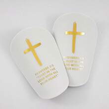 Espinilleras de fútbol con patrones de proverbios bíblicos y fe cristiana, de 10 x 6 cm, adecuadas para adolescentes y adultos - cruz - Ver 9