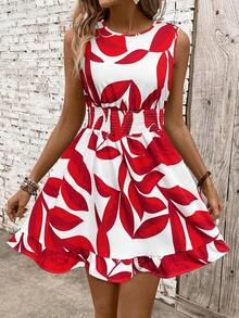 Vestido casual - Vestido casual moderno - Vestido casual de vacaciones - Vestido pastoril para mujer - Vestidos de verano para mujer - Ropa de mujer - Vestidos talla grande vendidos - Atuendos de verano para mujer - Rojo - Ver 1