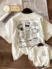 Graphic Print T-Shirt, Short Sleeve, Round Neck, Casual Top For Summer And Spring, Women's Clothing, Pure Cotton T-Shirt - 白色 - 查看 7