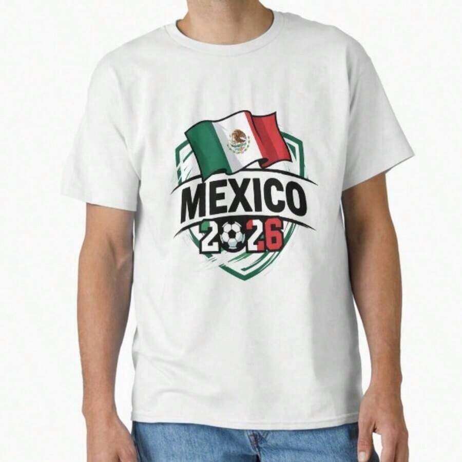 Camiseta Clásica con Gráfico de la Pasión y la Unidad del Fútbol – Mundial Tres Países - Canadá, EE. UU., México - Blanco 10 - Ver 1