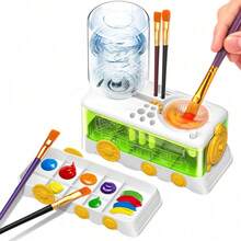 The Essential 6-In-1 Professional Tool: Automatic Brush Cleaner With Palette, Self-Cleaning Tank & Drying Rack For A Streamlined, Efficient Workspace - A - View 13