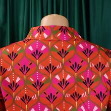 Conjunto de dos piezas para mujer: camisa con estampado floral y pantalones de pierna ancha - Rosa Fucsia - Ver 8