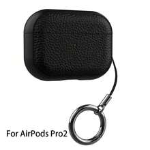 适用于 Apple 1/2、Apple Pro、Apple Pro 2、Apple 3、Apple 4 的 TPU 仿皮保护壳，带钥匙扣，全面保护，尽显高端质感 - 深黑色 - 查看 8