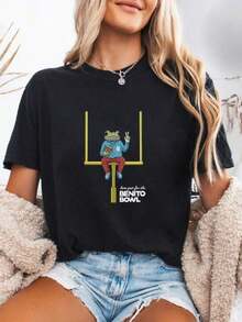 1 Match Day T-Shirt, Football Shirt, Blue And White, Women's Football, Preppy Football, Soccer Mom, Cute Football Shirt, 180g 100% Soft Cotton - Black-3 - 查看 9